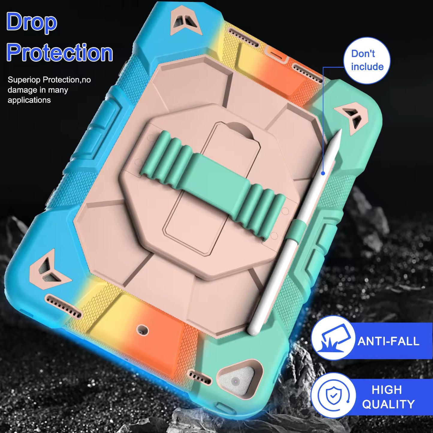 Wrist 360 Strap Tablet Cover Case For iPad 7/8/9th 10.2 inch